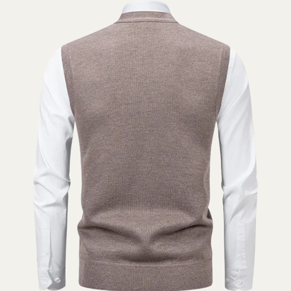 Warm Plaid Fleece Mens Cardigan Vest