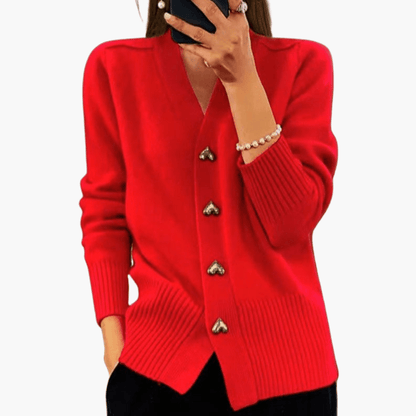 Ladies' Sweater with Cute Heart Fasteners