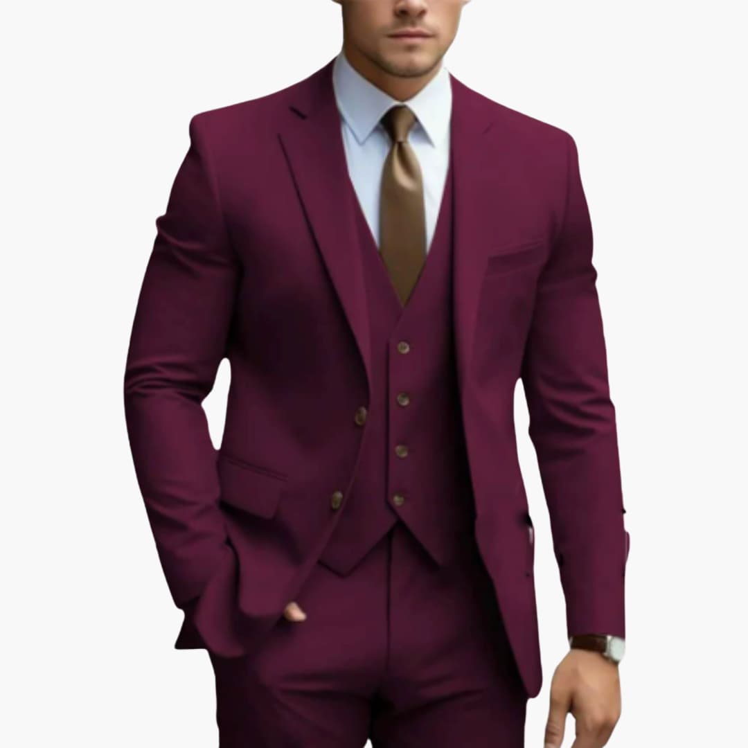 Classic Men's 3-Piece Suit with Slim Fit Trousers