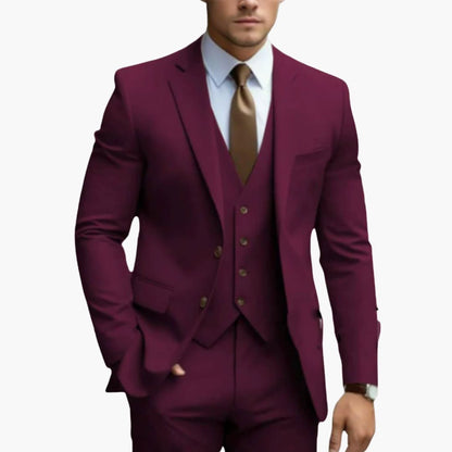 Classic Men's 3-Piece Suit with Slim Fit Trousers