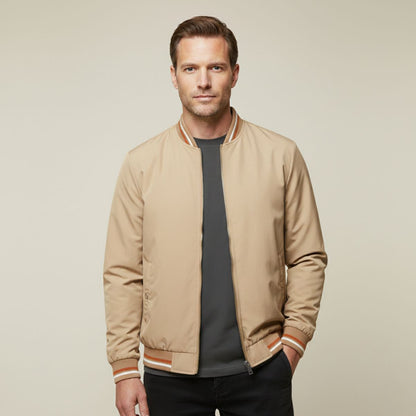 Slim Fit Mens Casual Bomber Jacket Zip Up