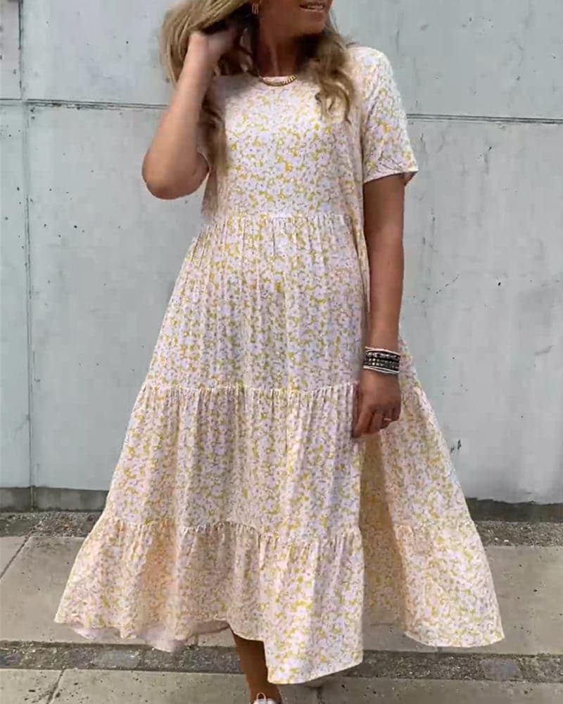 Women's Floral Sundress with Round Neck