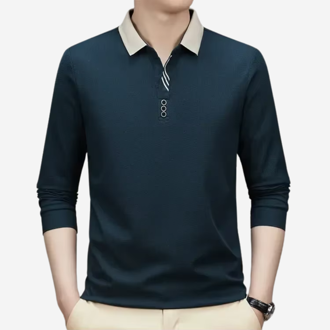 Relaxed Fit Mens Long Sleeve Polo Shirt