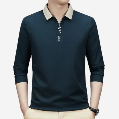 Relaxed Fit Mens Long Sleeve Polo Shirt