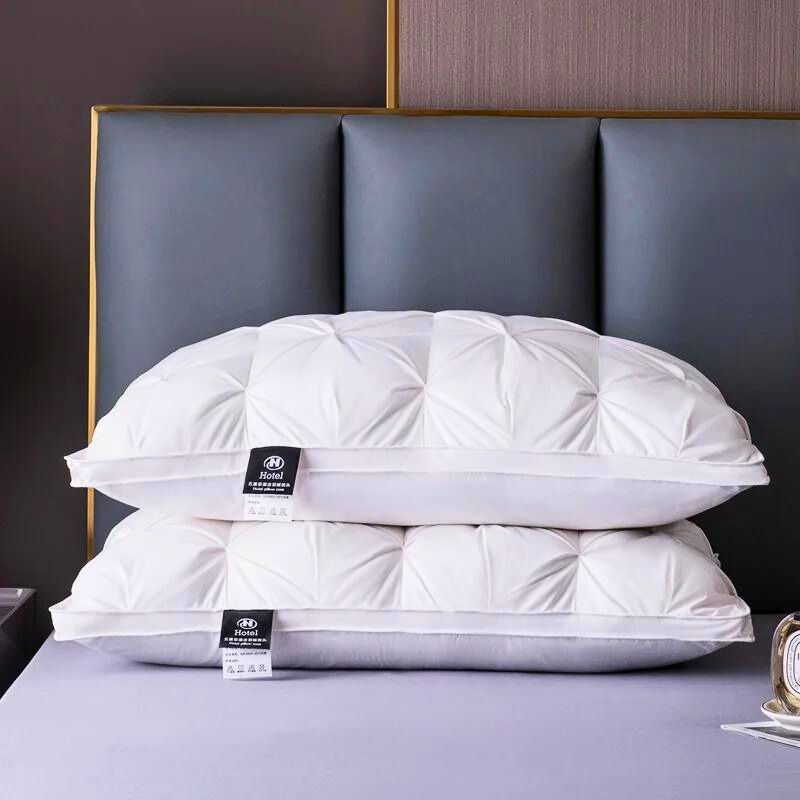 Contemporary Quilted Goose Down Pillow With Silk-Like Fabric