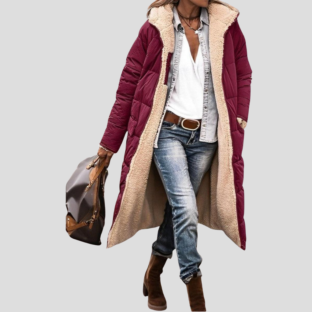 Warm Women's Parka Coat - Hooded Faux Fur Lined