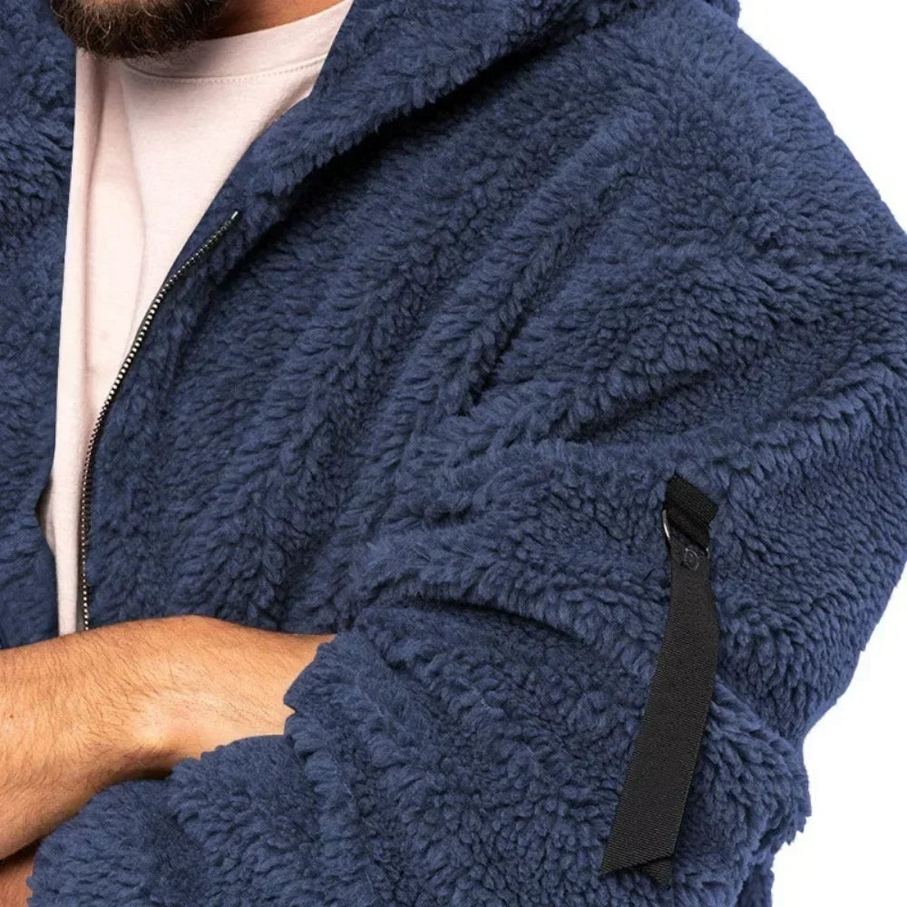 Warm Double Sided Mens Fleece Coat