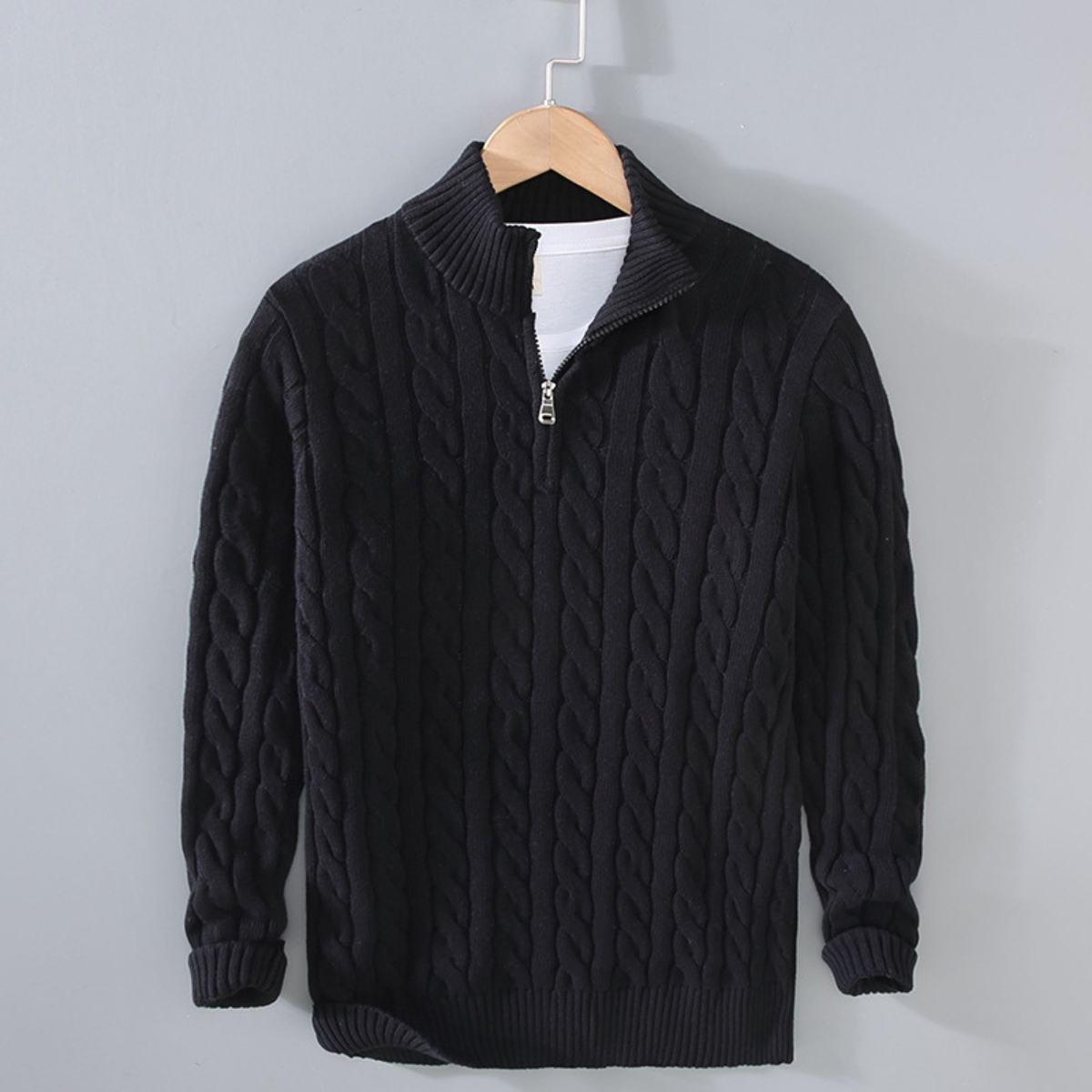 Men's Soft Knit Cable Crew Neck Sweater