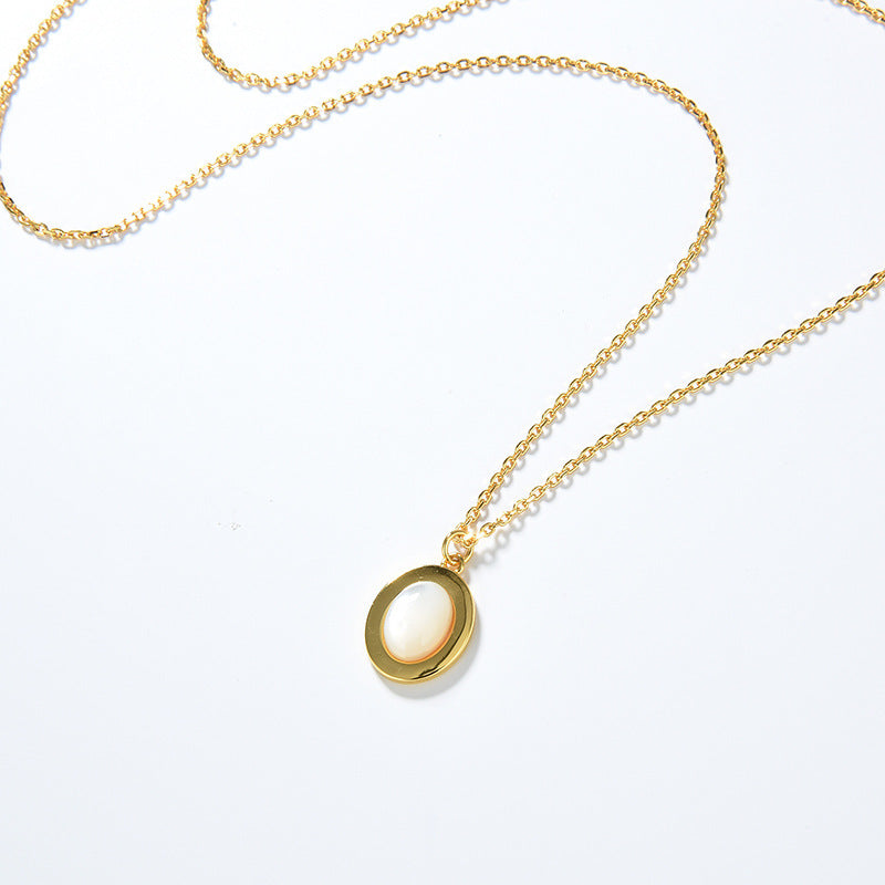 Genuine Moonstone Pendant, Sterling Silver, Gold Coated