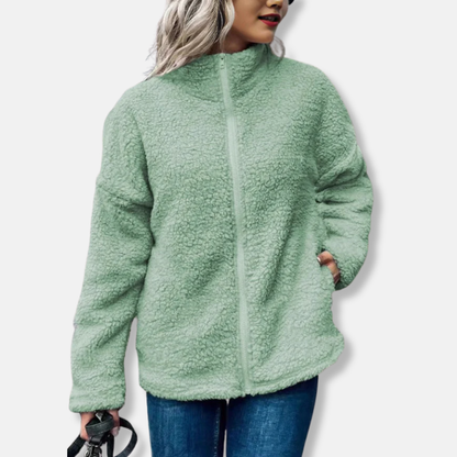 Soft Oversized Fleece Coat | High Neck Fleece Jacket