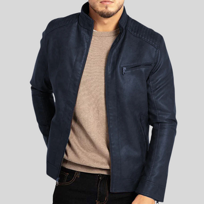 Waterproof Men's Biker Leather Coat