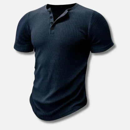 Fitted Mens Henley Tee with Button Front