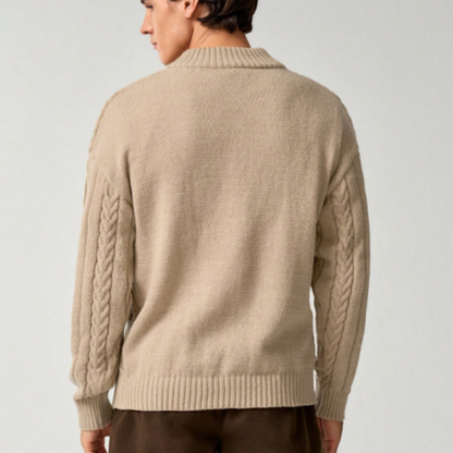 Men's Thick Cozy Cable Knit Half Zip Sweater