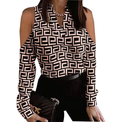 Ladies' V-Neck Top with Cute Heart Pattern