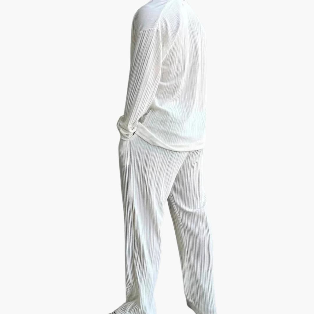 Men's Classic Pinstripe Suit with Long Sleeve Shirt and Trousers