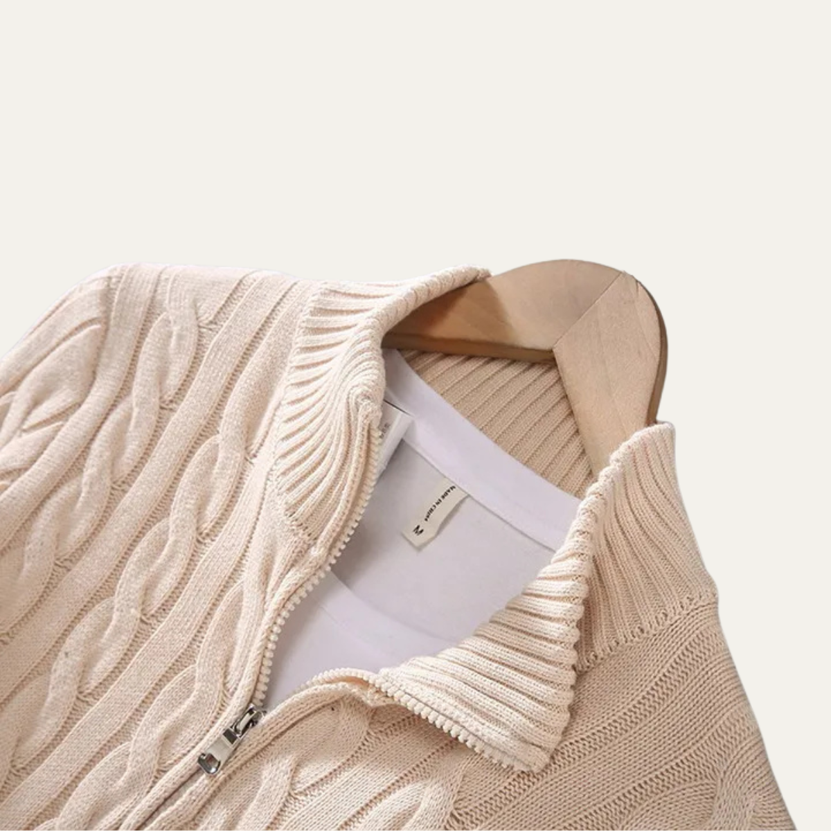 Cozy Mens Cable Knit Half Zip Cotton Sweater