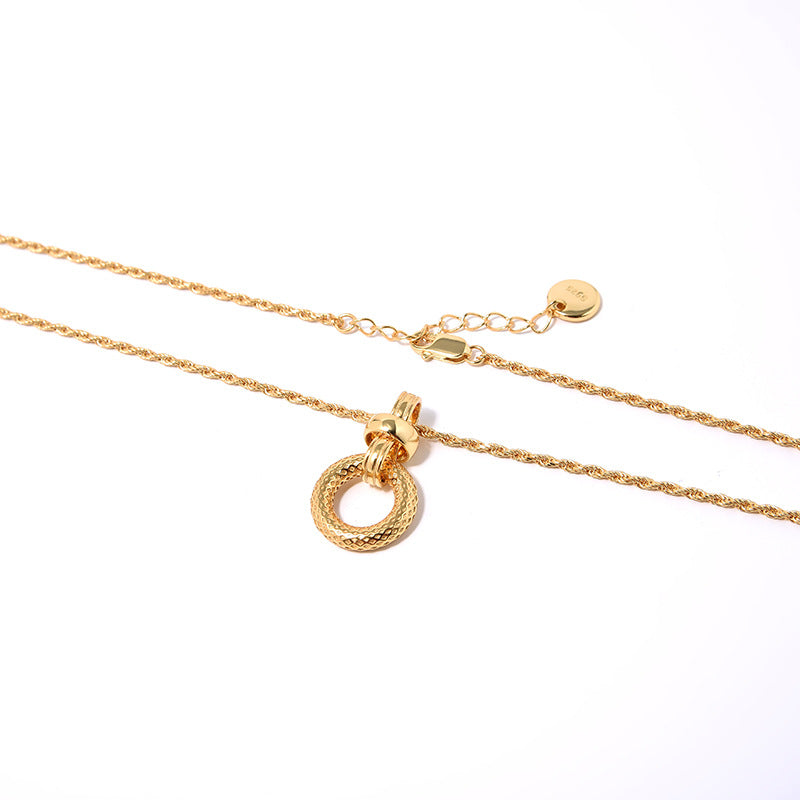 Round Silver Gold Plated Pendant Necklace