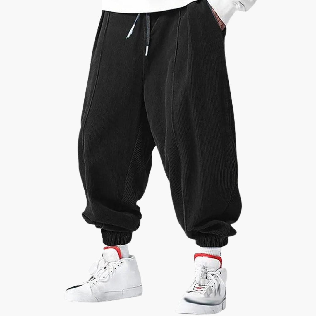 Classic Fit Corduroy Trousers with Elastic Waist