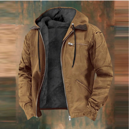 Tough Men's Hooded Leather Bomber Jacket