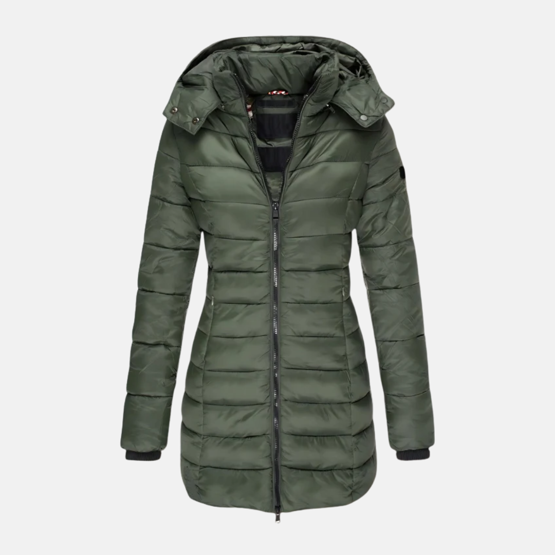 Women's Fitted Puffer Jacket with Hood