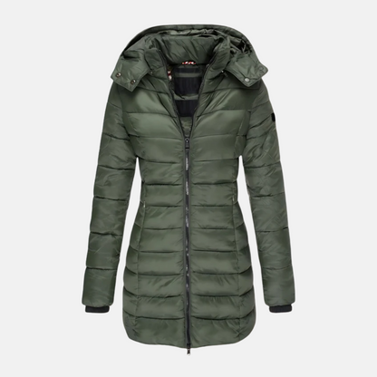 Women's Fitted Puffer Jacket with Hood