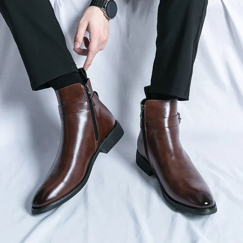Smart Mens Leather Ankle Boots