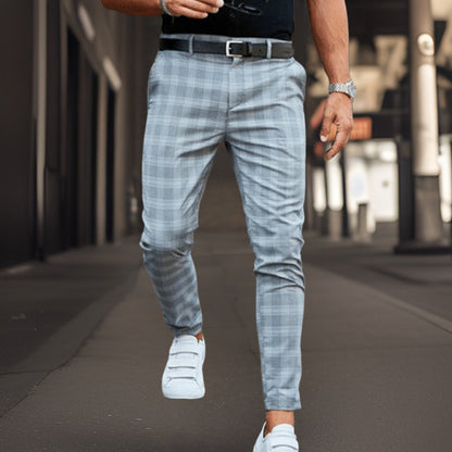 Men's Slim Plaid Chino Pants