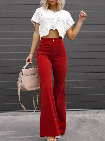 Fashionable Wide Leg Corduroy Pants for Women