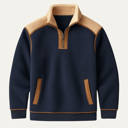 Classic Men's Multicolor Quarter Zip Fleece Jacket - Nocini