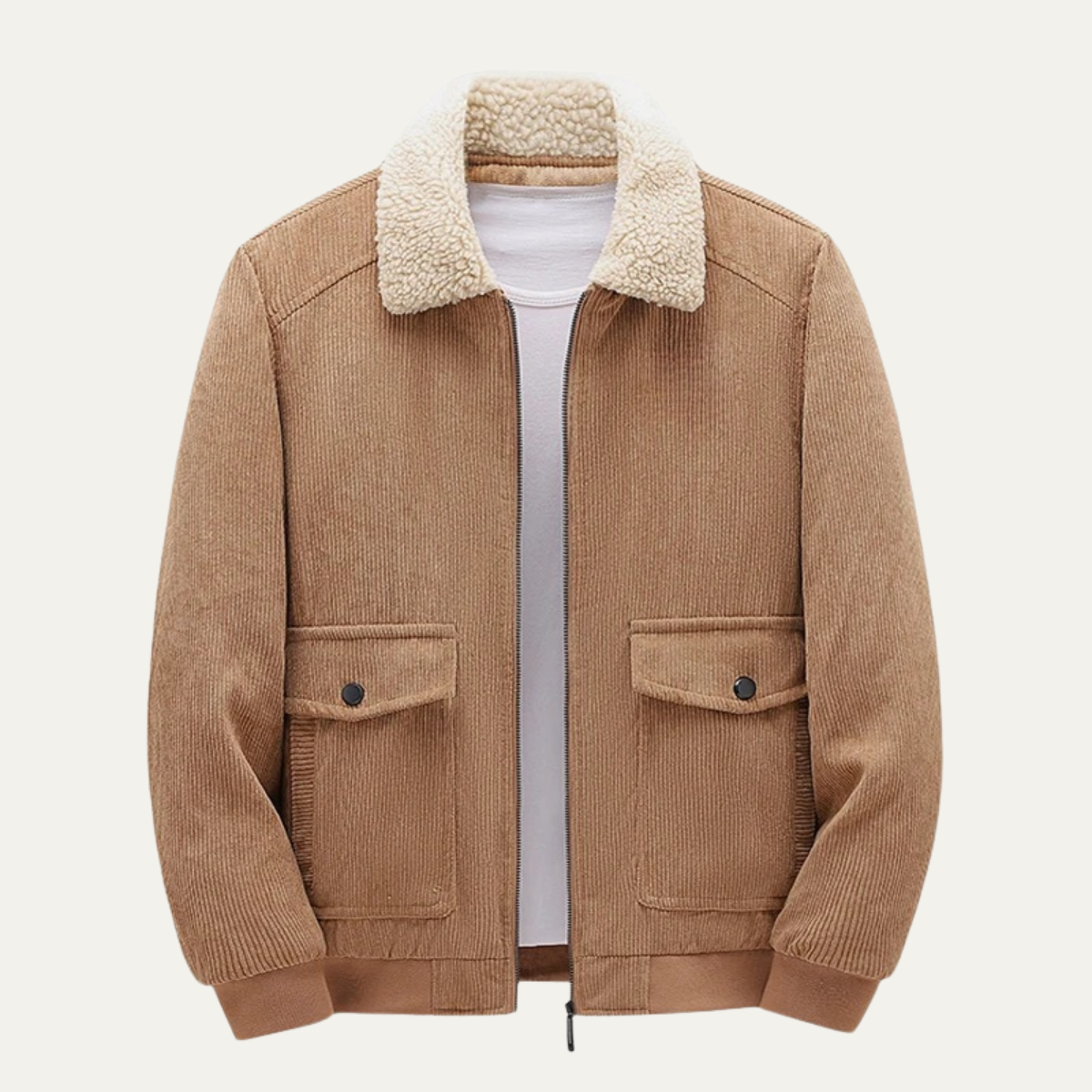 Rugged Men's Corduroy Fleece Lined Jacket