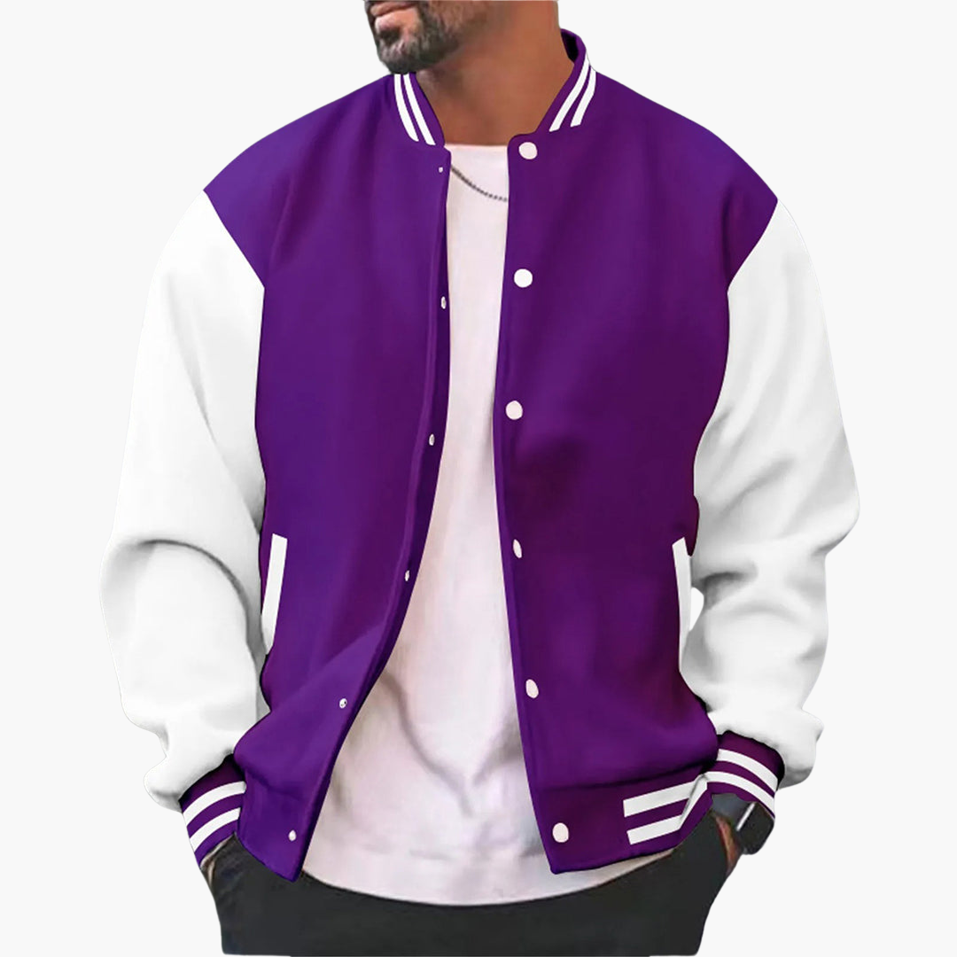 Classic Sports Bomber Jacket with Zip Front