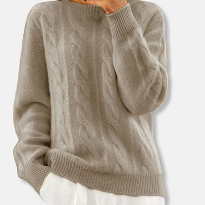 Casual Fit Cable Knit Crewneck Sweater