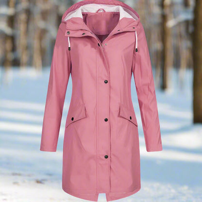 Waterproof Women's Hooded Rain Coat with Pockets