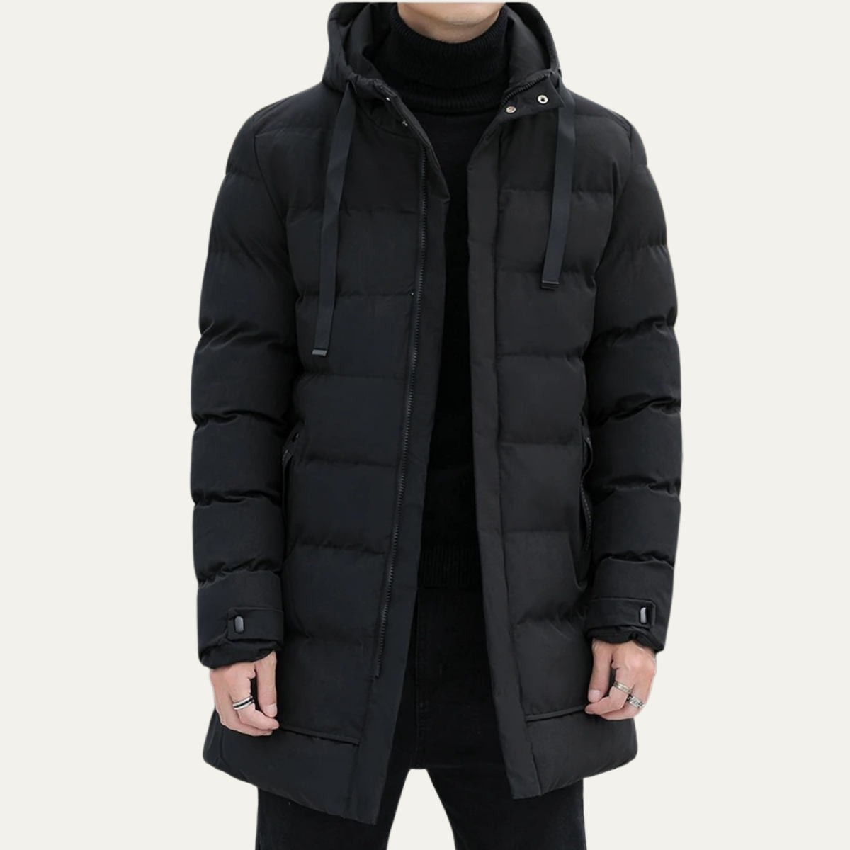 Men's Slim Fit Black Down Puffer Jacket