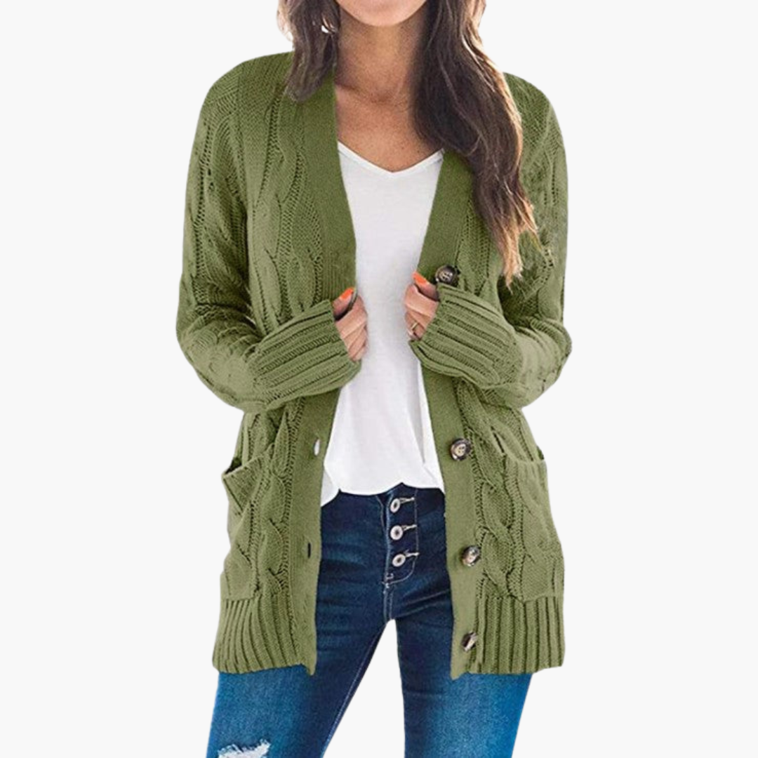 Ladies' Button Front Pocket Sweater