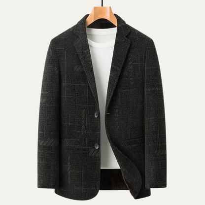 Stylish Men's Wool Business Blazer with Thermal Lining