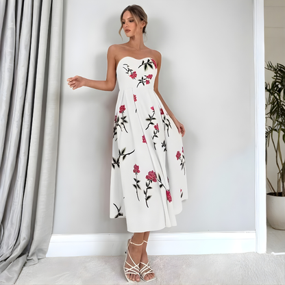 Ladies' Fit Sleeveless Flower Summer Dress