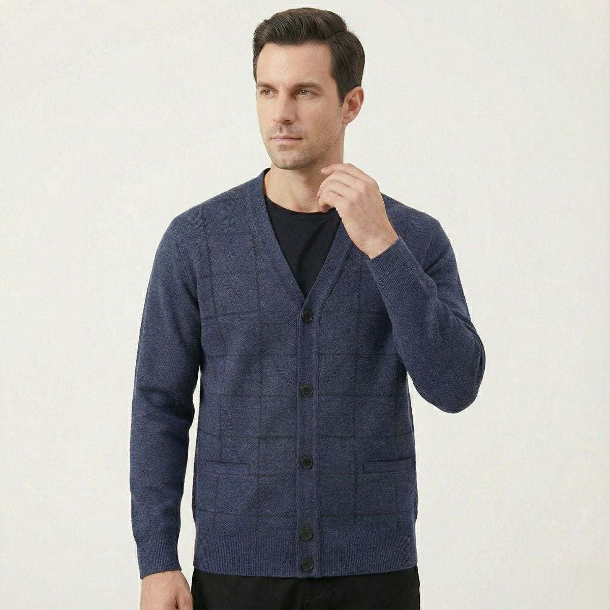 Classic Men's V Neck Sweater with Pockets