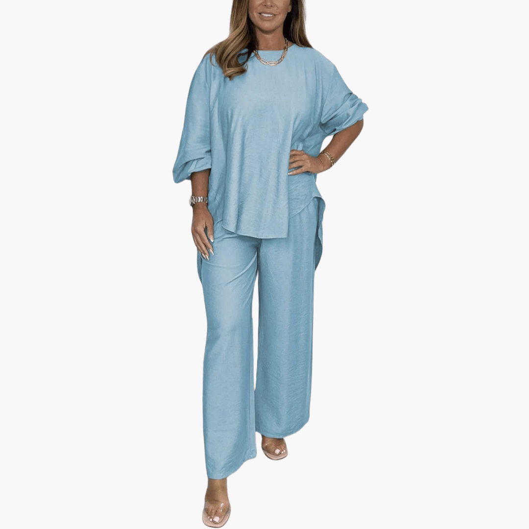 Comfy Women's Pajama Set with Wide Leg Pants