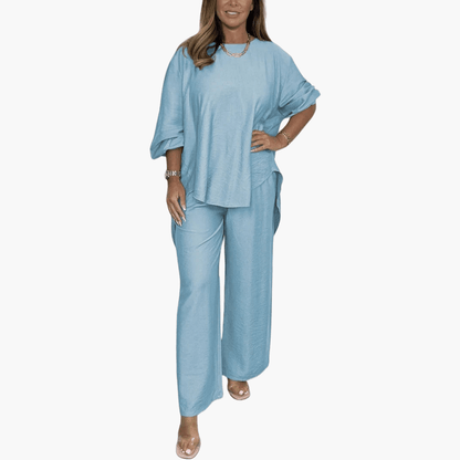 Comfy Women's Pajama Set with Wide Leg Pants