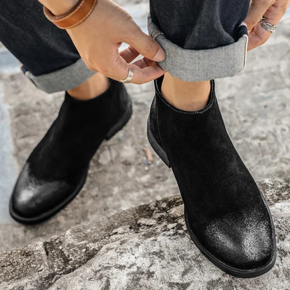 Classic Men's Suede Chelsea Ankle Boots with Zip