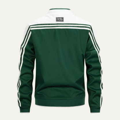 Men's Sporty Zip Up Running Jacket with Striped Arms