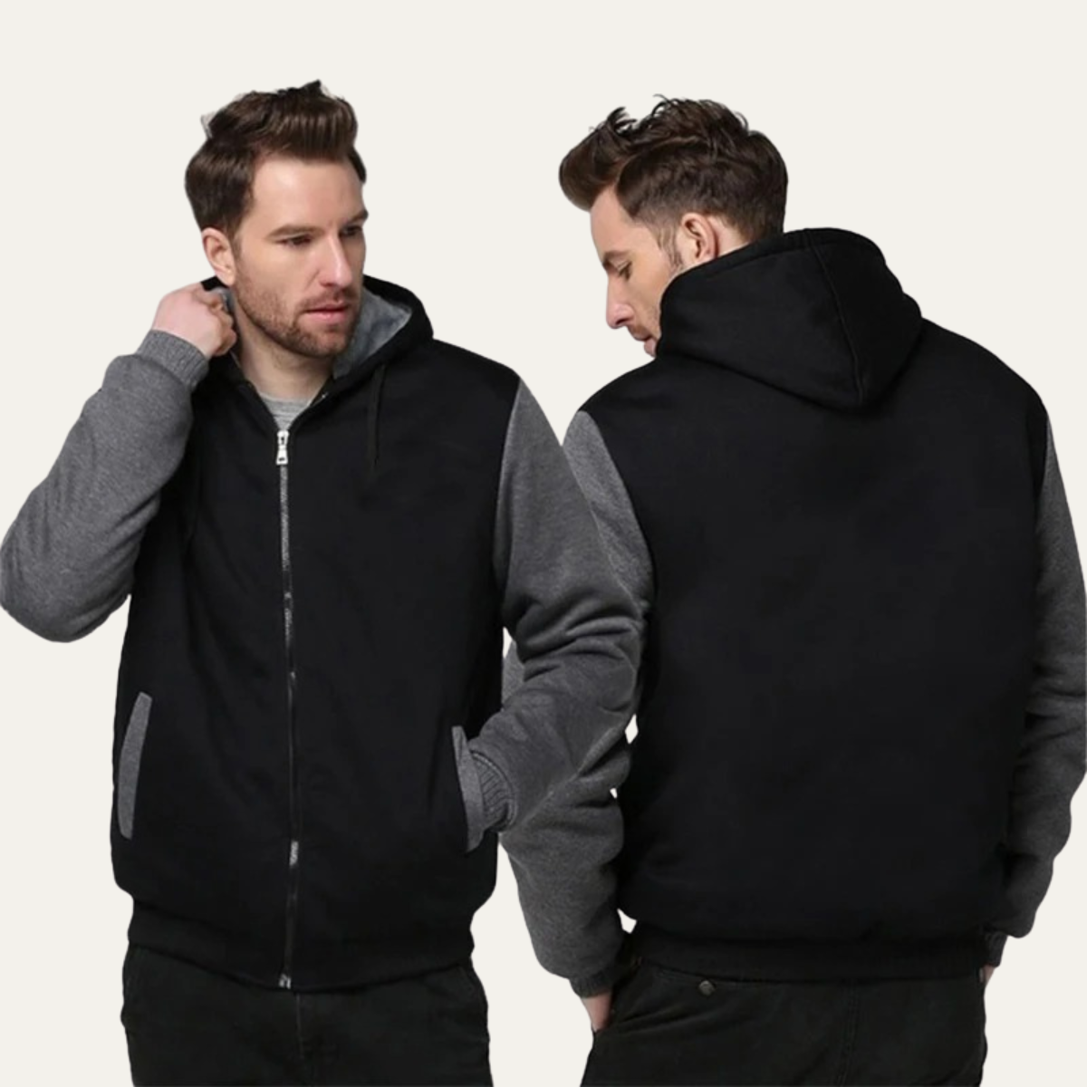 Warm Men's Fleece Zip Up Hoodie Jacket