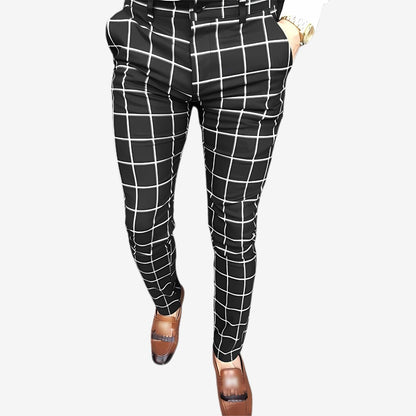 Slim Fit Checkered Mens Casual Pants - Olytrend