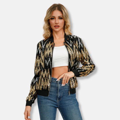Glittering Chevron Womens Bomber Jacket