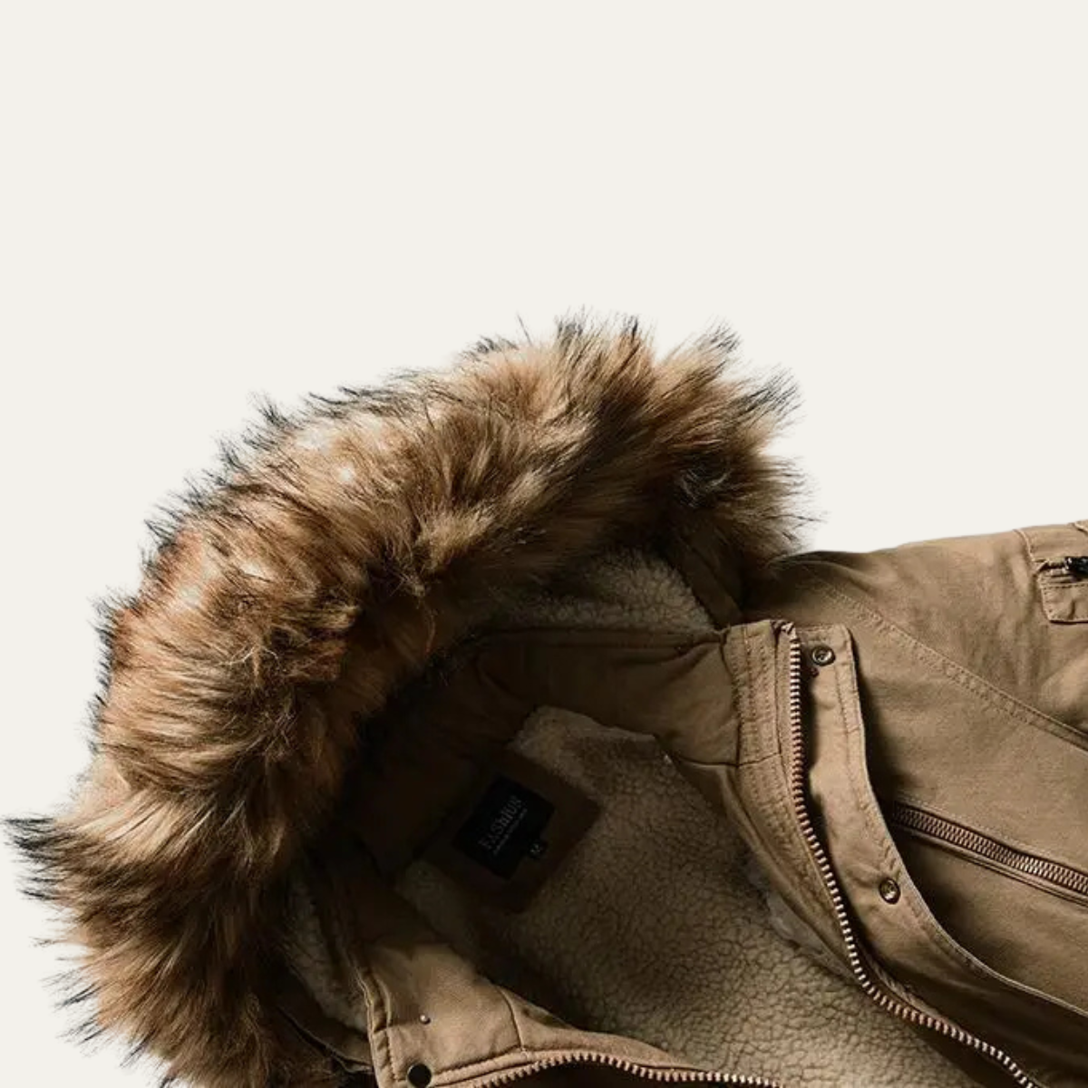 Warm Men's Down Parka Jacket with Faux Fur Hood