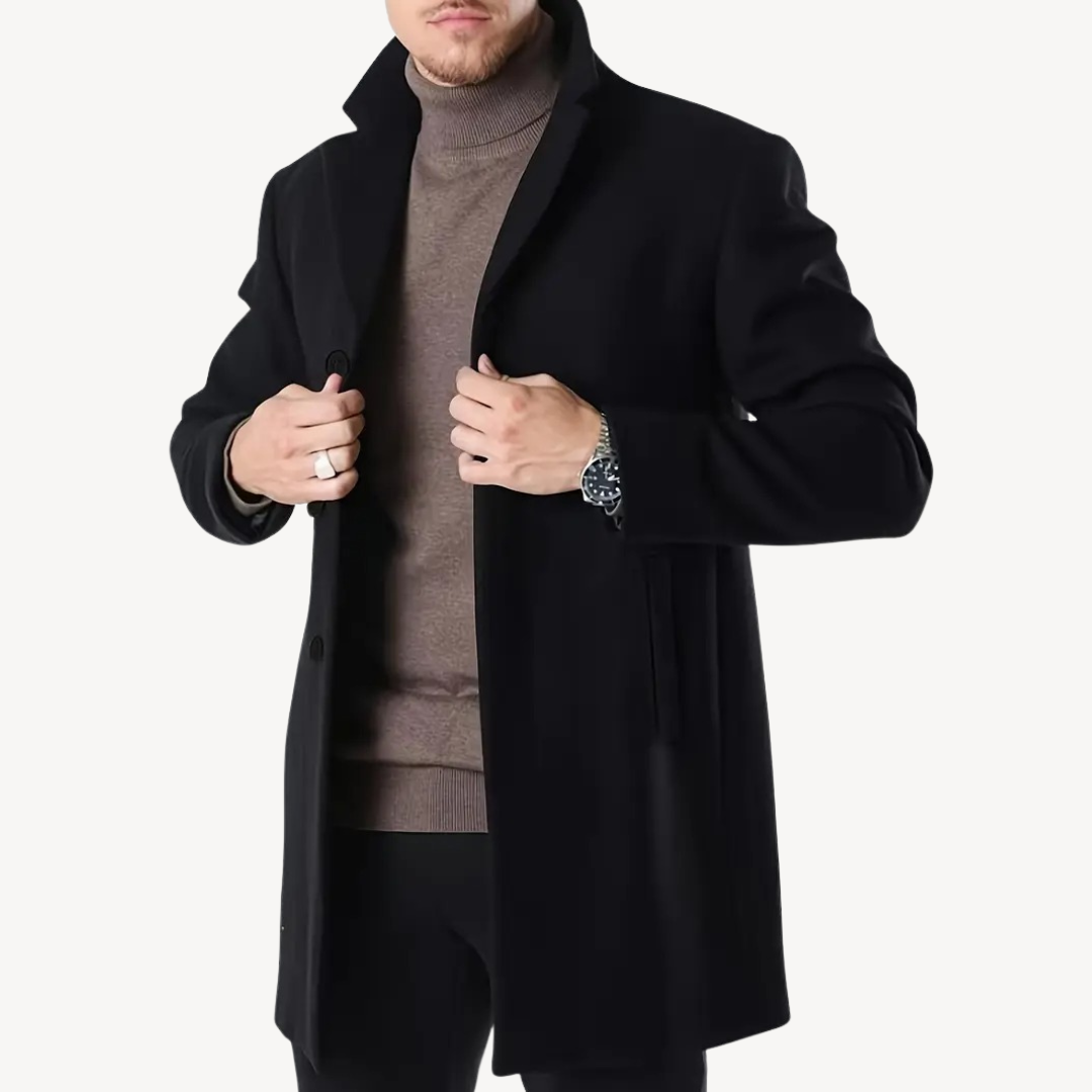 Stylish Men's Black Trench Coat