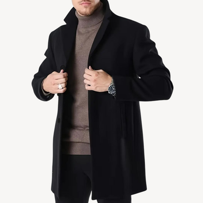 Stylish Men's Black Trench Coat