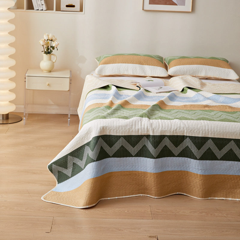 Modern Cotton Quilted Bedspread with Zig-Zag Design