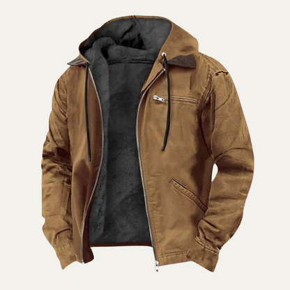 Warm Fleece Lined Mens Hooded Winter Coat